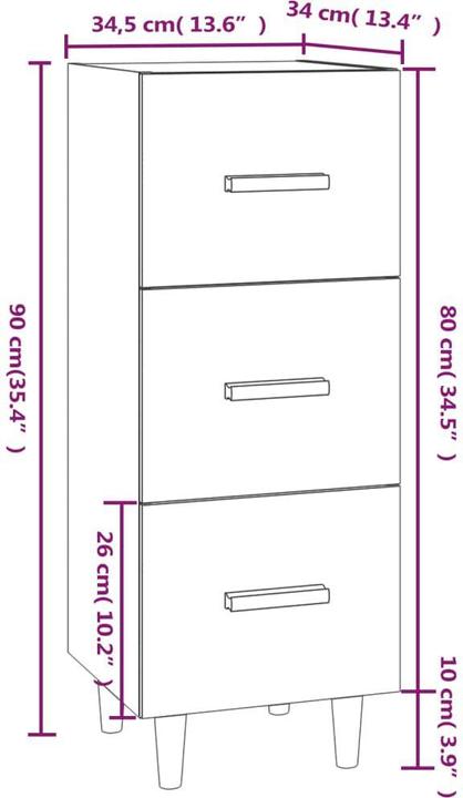 Image du produit vidaXL Sideboard (34.50 x 34.50 x 90 cm)