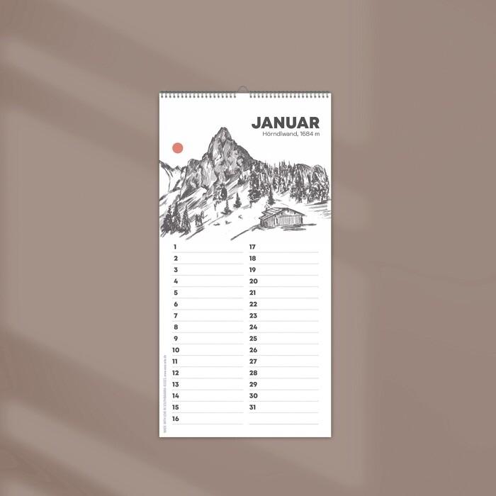 Actual product image Kleiner Geburtstagskalender "Chiemgauer Alpen", ohne Jahreszahl (DIN long)