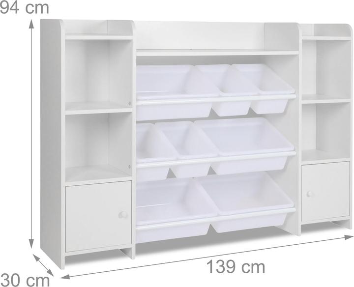 Actual product image Relaxdays - Kinderregal gross mit Boxen, Weiss, 94 x 139 x 30 cm
