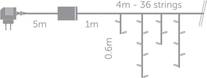 Actual product image Vellight Rana LED - 4 x 0.6 m - 144 LEDs - warm white - transparent cable - modulator - 24 V (0.60 m)