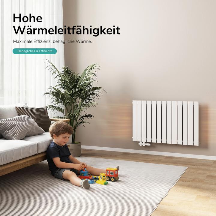 Produktbild Emke Heizkörper, Flachheizkörper mit Zentralanschluss, Weiss 63x100cm 730W Einlagig (730 W)