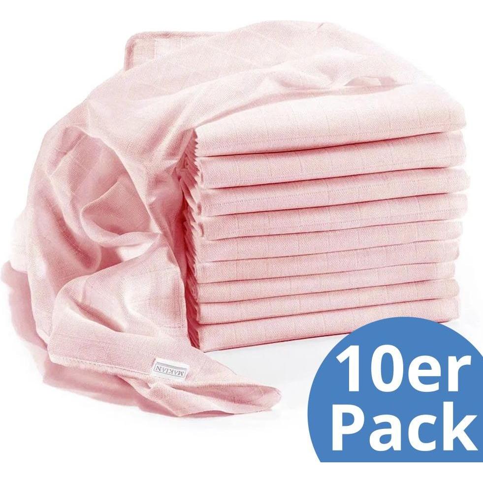 Makian, Pucktuch + Nuscheli, Mullwindeln & Mulltücher Mullwindel / Mulltuch 10er Pack 80 x 80 cm - Puder (80 cm, 80 cm)
