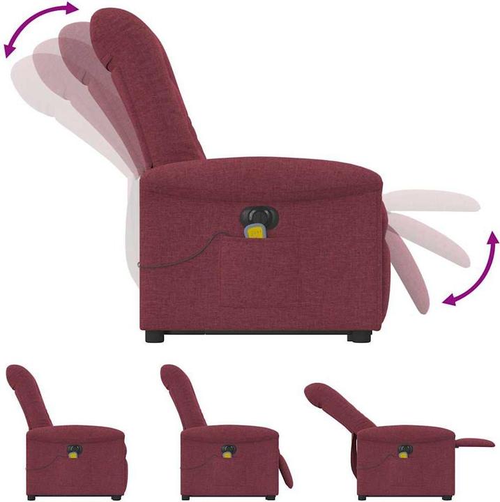 Immagine prodotto vidaXL Poltrona massaggiante elettrica con ausilio per l'assistenza in piedi in tessuto rosso vino