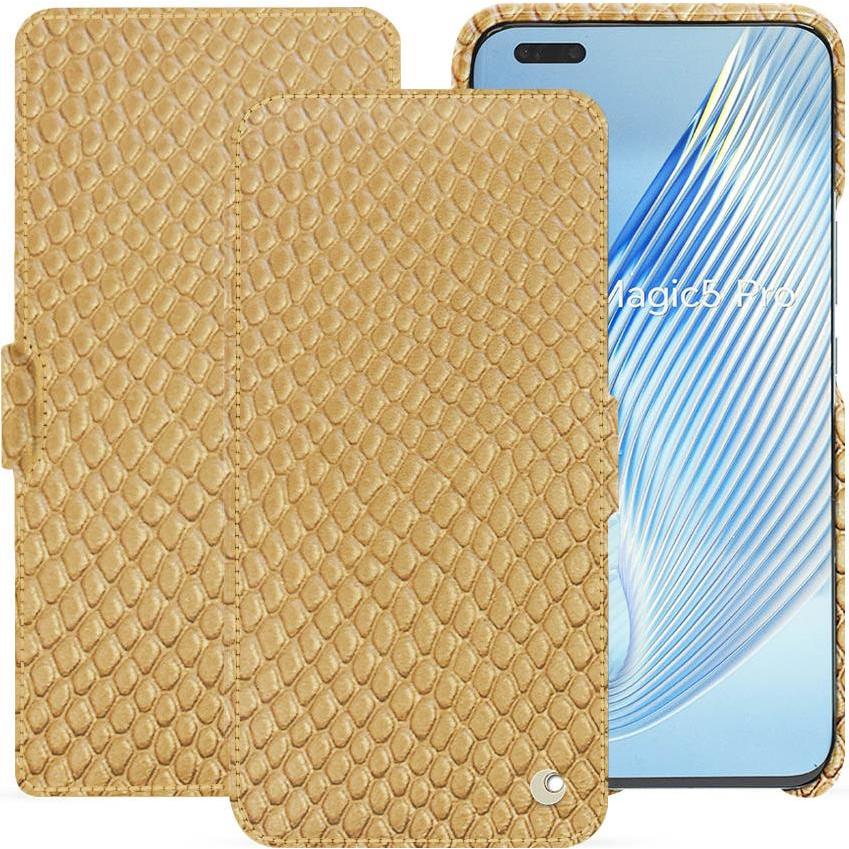 Noreve Lederschutzhülle horizontal (Honor Magic5 Pro), Smartphone Hülle, Beige