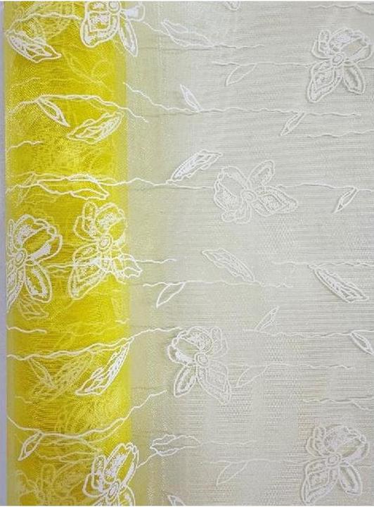 Image du produit GuGus Tissu de décoration "Organza" roulé jaune et coupé Impression de papillons 36cm x 300cm