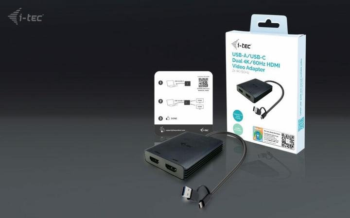 Produktbild i-tec USB-A/USB-C Dual 4K HDMI Video Adapter 2x 4K HDMI Display Adapter mit DisplayLink Chip 6950 (USB 3.1, 27 cm)