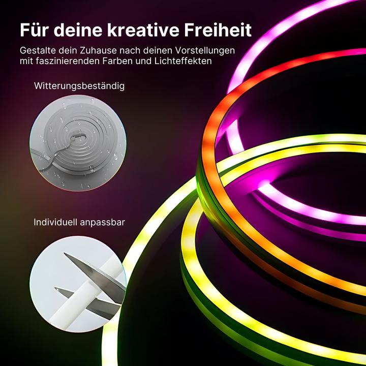 Image du produit Hermex Néon 3m Bande LED flexible néon multicolore RGB (RGBIC, 300 cm, Intérieur)