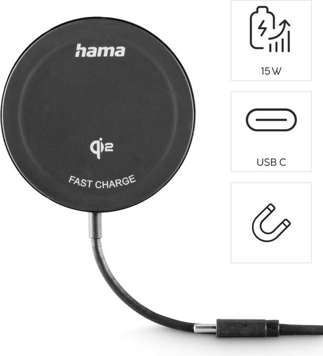 Actual product image Hama Induction charger 2500 mA Qi2 00201725 Outputs Induction charging standard (15 W)