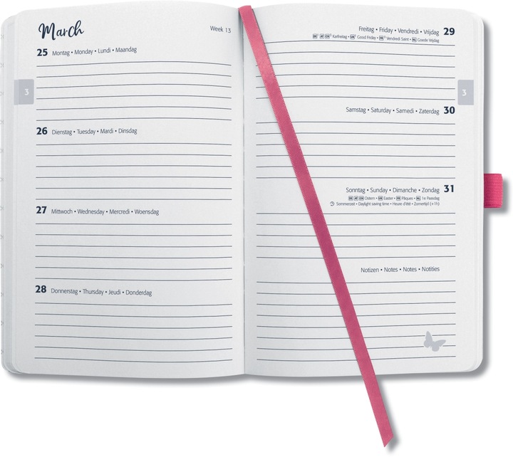 Nährwerte und Zutaten Jolie Taschenagenda (A6, Deutsch, Französisch, Italienisch, Englisch)