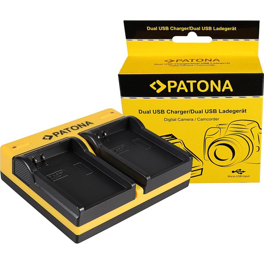 Patona Caricabatterie doppio per Samsung BP-80W SCD385SC SC-D385SC VPD381 VP-D381 VPDX100 incluso (Caricabatterie per fotocamere), Alimentatore fotoca