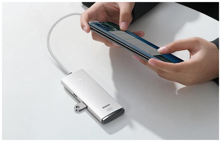 Produktbild Baseus Lite Series 4-Port Type-C HUB Adapter (Type-C to USB 3.0*4) 25cm White (USB-C, 4 Ports)