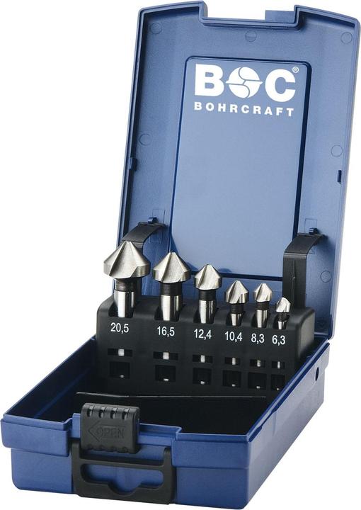 Bohrkraft Taper & deburring countersink set HSS 6.3 - 20.5 mm 90° 6 pcs. (8,3, 6,3, 16.5 mm, 20.5 mm, 10.4 mm, 12.4 mm)