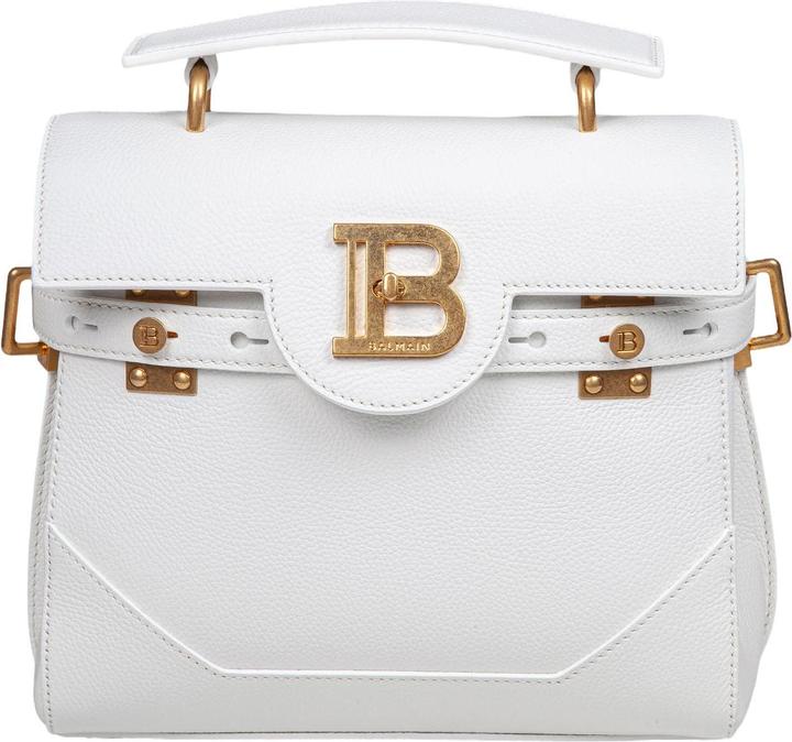 Balmain b-buzz 23 bag in grained leather white color