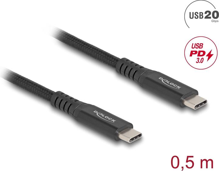 Image du produit Delock USB4-Kabel Type-C Daten / Display / PCIe (0.50 m, USB 4.0, 100 W)