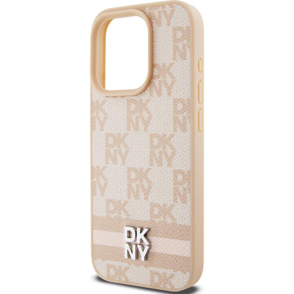 Thumbnail - DKNY PU Leather Checkered Pattern and Stripe Case for iPhone 13 Pro Max Pink (Apple iPhone 13 Pro Max), Smartphone Hülle...