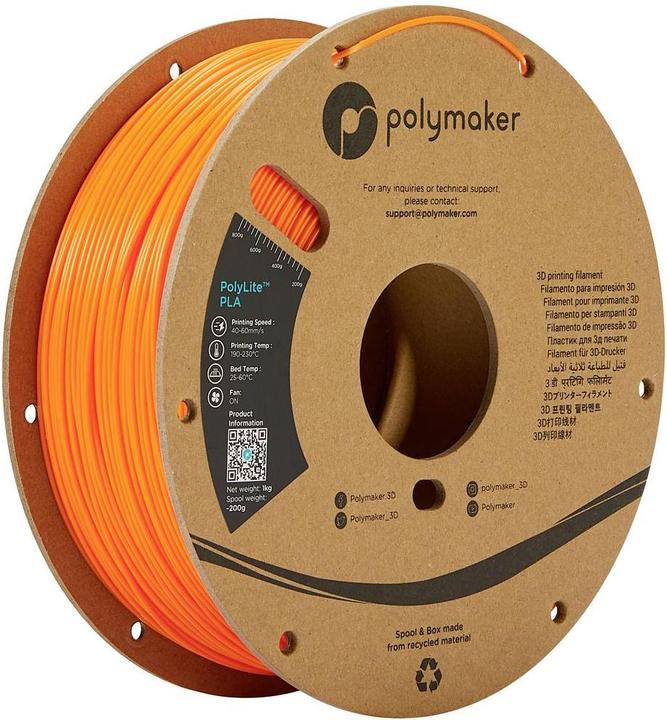 Produktbild Polymaker PolyLite PLA V2 - Orange - 2.85mm (PLA, 2.85 mm, 1000 g, Orange)