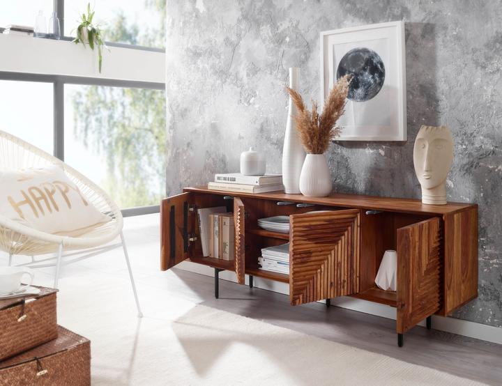 Produktbild FineBuy Lowboard Sheesham Braun (33 x 140 x 54 cm)