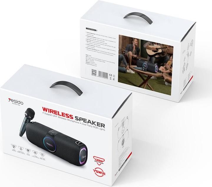 Actual product image Yesido BT Speaker YSW21 Karaoke, 120W, RGB, Waterproof, Black