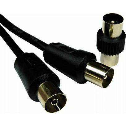 Cables Direct CDL 2m TV Ext with Male Coup-Blk (2 m), Video Kabel