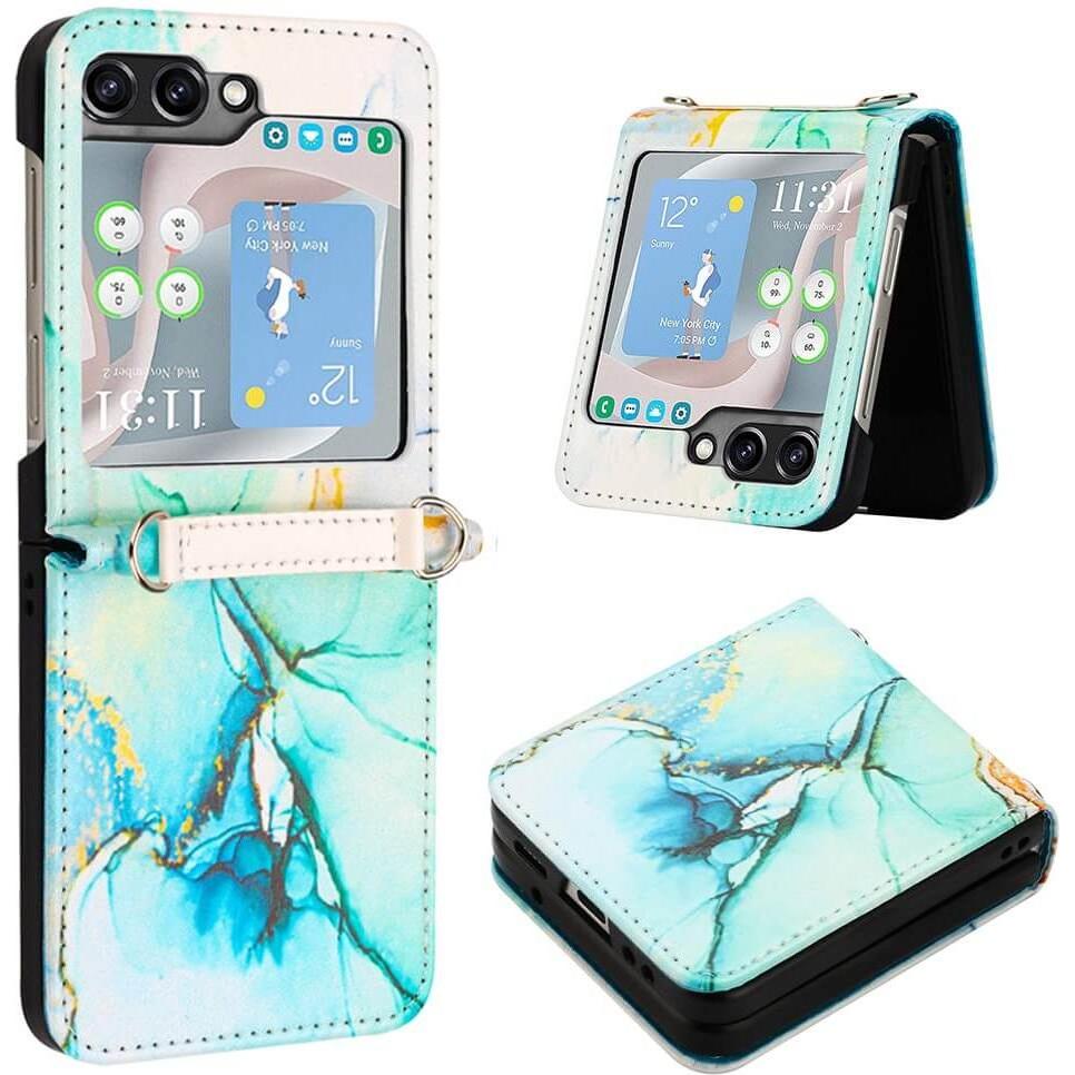 Thumbnail - Cover-Discount Galaxy Z Flip5 - Hybrid Schutzhülle Marble blau (Samsung Galaxy Z Flip5), Smartphone Hülle, Blau