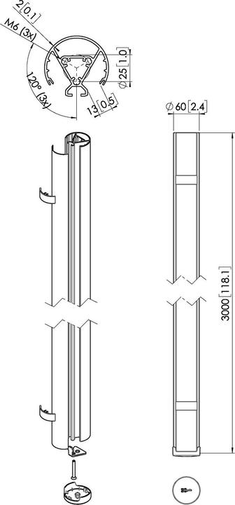 Image du produit Vogels PUC 2430 Tube 300 cm, silver, Poteau, Argent