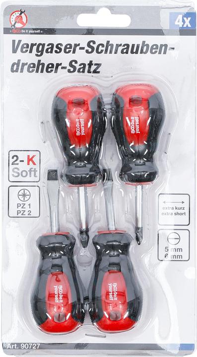 Actual product image BGS Carburetor Screwdriver Set Slot SL / Cross Slot PZ Blade Length 40 mm 4 pcs. (Port, Pozidriv cross recess (PZ))