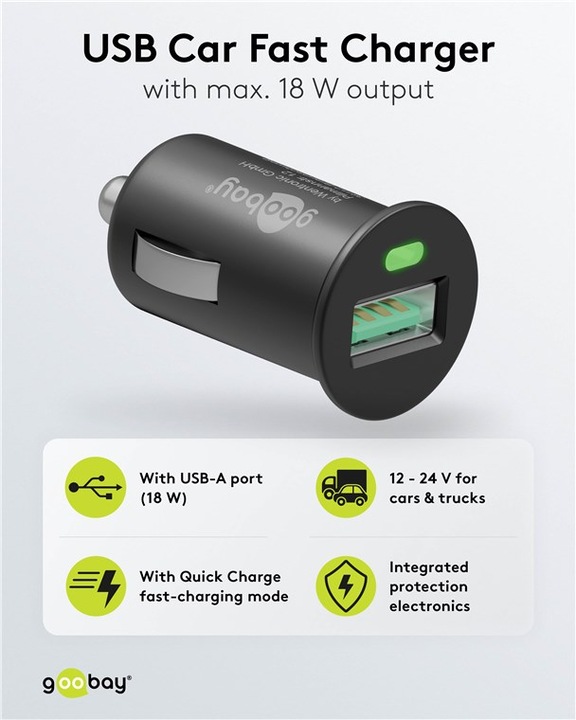 Actual product image Goobay USB Car Quick Charger
