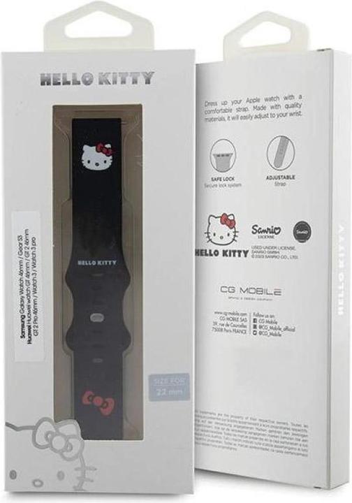 Immagine prodotto Hello Kitty Pasek Uniwersalny HKUWLSCHBLK Testa di gattino in silicone czarny/nero 22mm (22 mm, Acciaio inossidabile, Acciaio inossidabile, In plastica, Silicone)