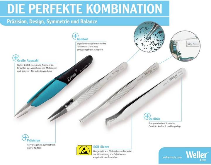 Immagine prodotto Weller Erem Pinzette di precisione, curve/seghettate, acciaio inox 160 mm