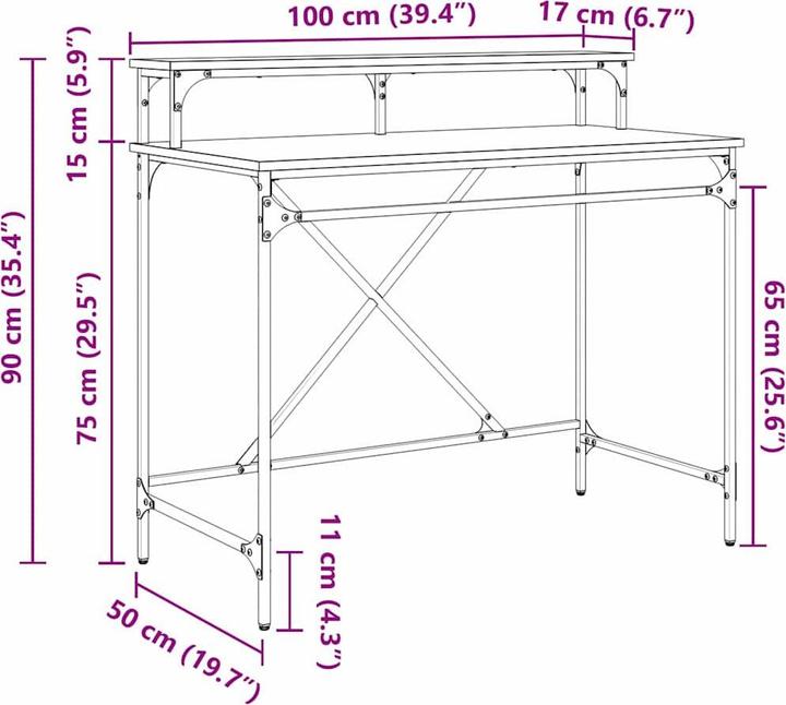 Produktbild vidaXL Industrieller Tisch (50 x 100 x 90 cm)