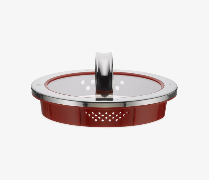 Produktbild WMF Topfdeckel 16cm Glasdeckel Function 4 Silikon Glas Edelstahl rot (16 cm, Metall, Glas)