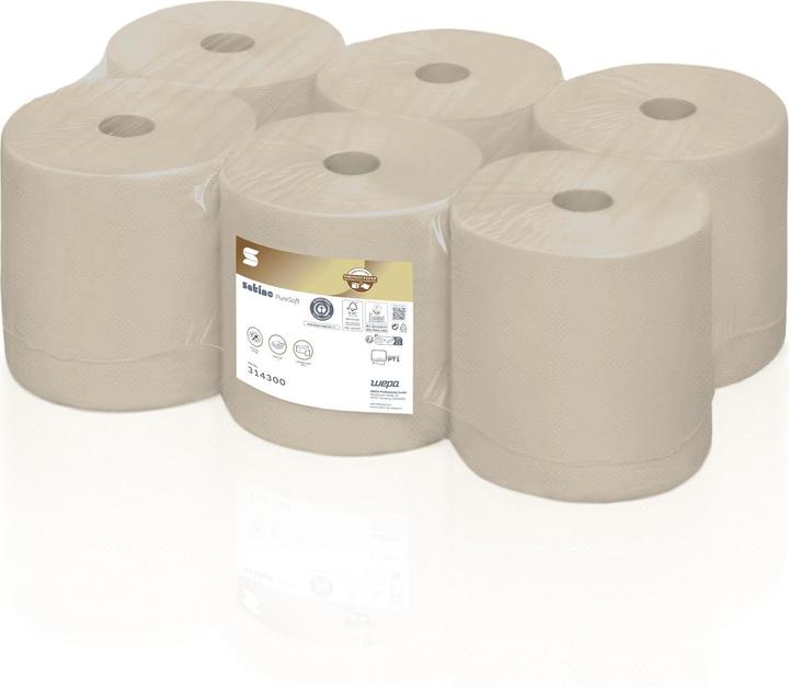 Wepa Towel roll Satino PureSoft 314300 2-ply soft beige L170xW205approx.mm (6 x)