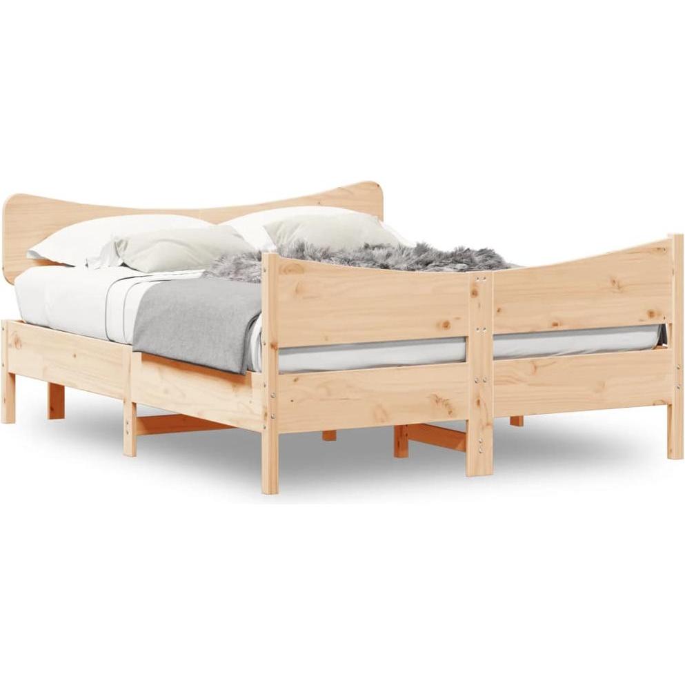 VidaXL, Bett, Bett mit Kopfteil Kiefer (135 x 190 cm)