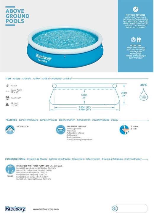Produktbild Bestway Fast Set (366 x 76 cm)