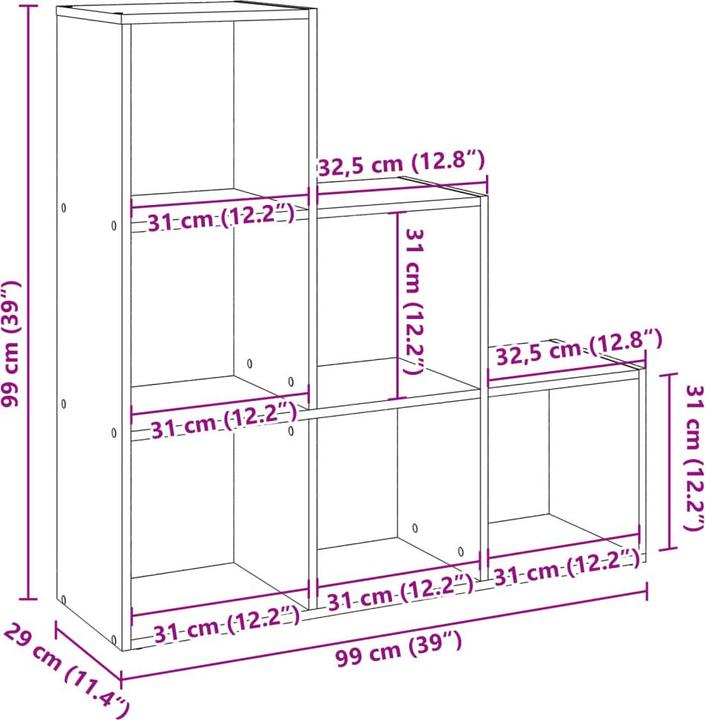 Produktbild vidaXL Raumteiler-Bücherregal (99 x 29 x 99 cm)