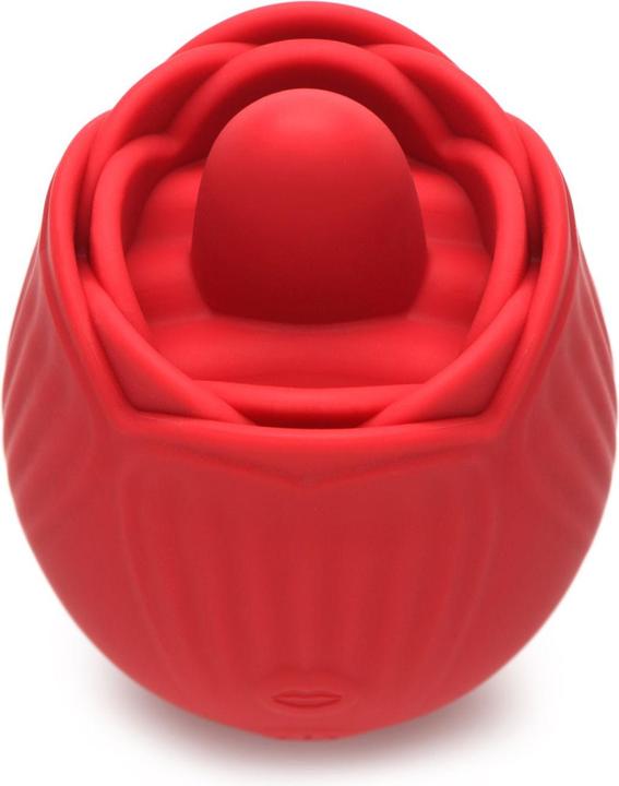 Actual product image Frisky BLOOMGASM - French Rose Licking & Vibrating Stimulator - Red