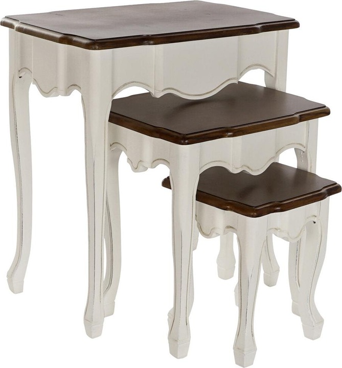 Produktbild DKD Home Decor Set of 3 tables White Brown 60 x 40 x 66 cm