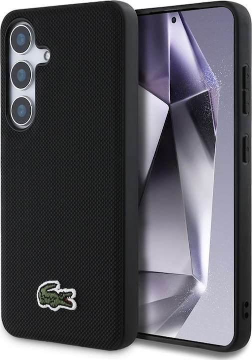 Produktbild Lacoste Case Iconic Petit Pique Woven Logo MagSafe to Samsung Galaxy S25 Plus black (Samsung Galaxy S25+)