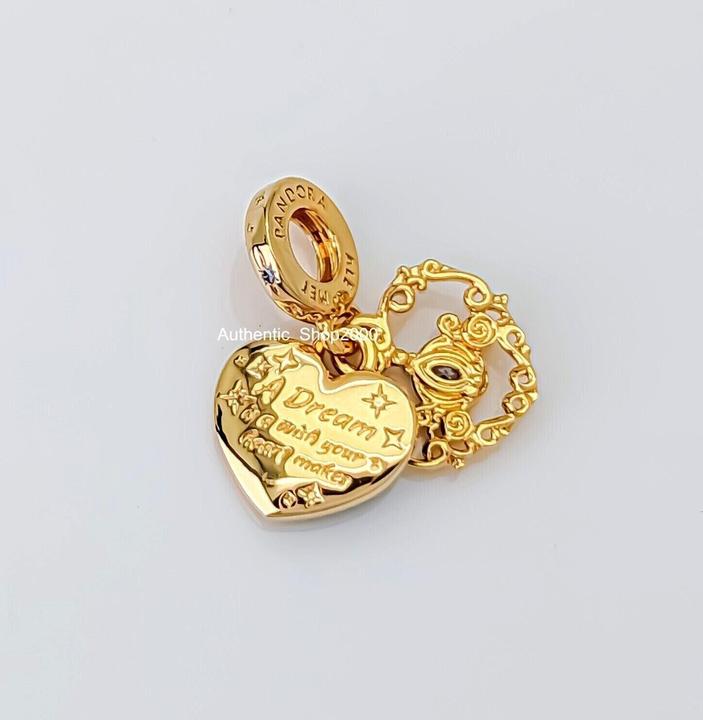 Immagine prodotto Pandora Carrozza Disney di Cenerentola e cuore doppio (Dorato, Smalto)