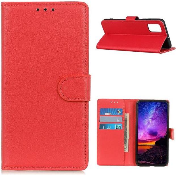 Thumbnail - MU Classic Litchi Leder Bookcover Series (Xiaomi Poco M3), Smartphone Hülle, Rot