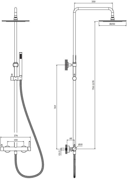 Actual product image Omnires Y-Wandbrauseset mit Regenbrausekopf, gebürstetes Gold