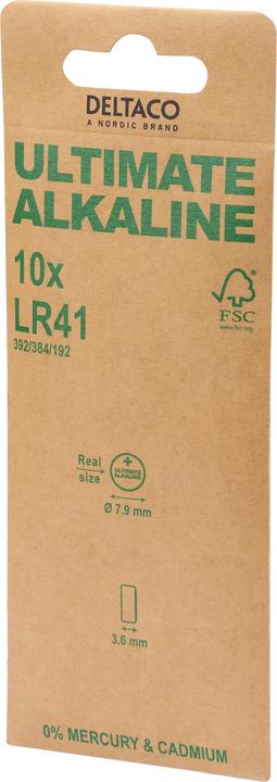Produktbild Deltaco Ultimate Alkaline LR41 Button Cell - 10-pack (10 Stk., LR41)