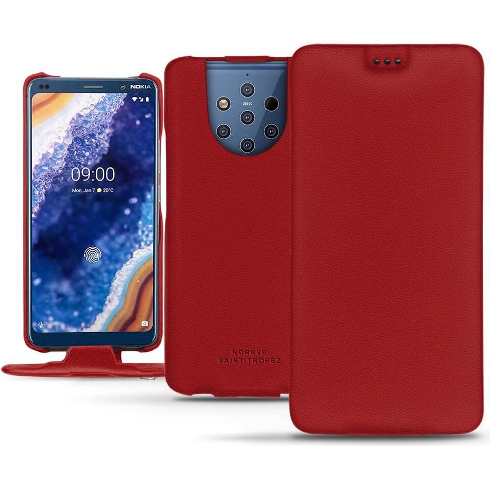 Noreve Lederschutzhülle vertikal (Nokia 9 PureView), Smartphone Hülle, Rot