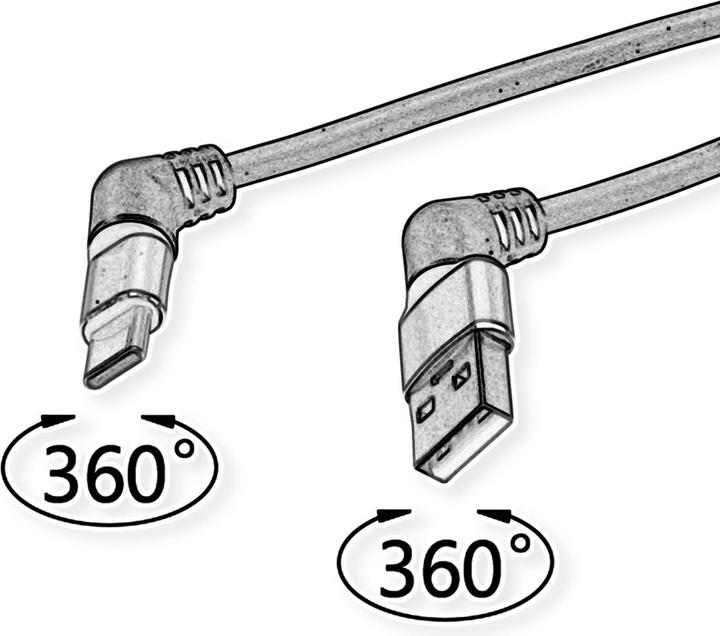 Produktbild Roline USB 2.0 Kabel, Typ-C - Typ-A, ST/ST (2 m, USB 2.0, 60 W)