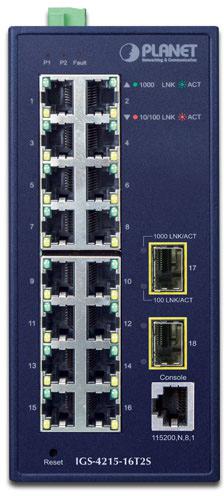 Produktbild Planet IGS-4215-16T2S Netzwerk-Switch Unmanaged L2 Gigabit Ethernet (10/100/1000) Blau (16 Ports)