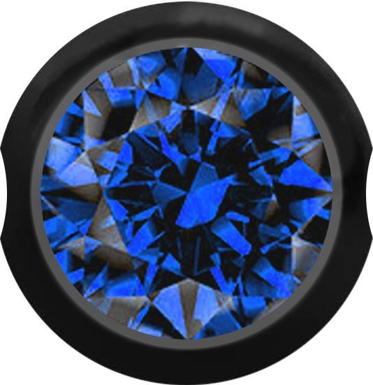 Image du produit Star Piercing Ball Closure Boule noire avec cristal bleu foncé (sans laiton, Acier chirurgical 316L)