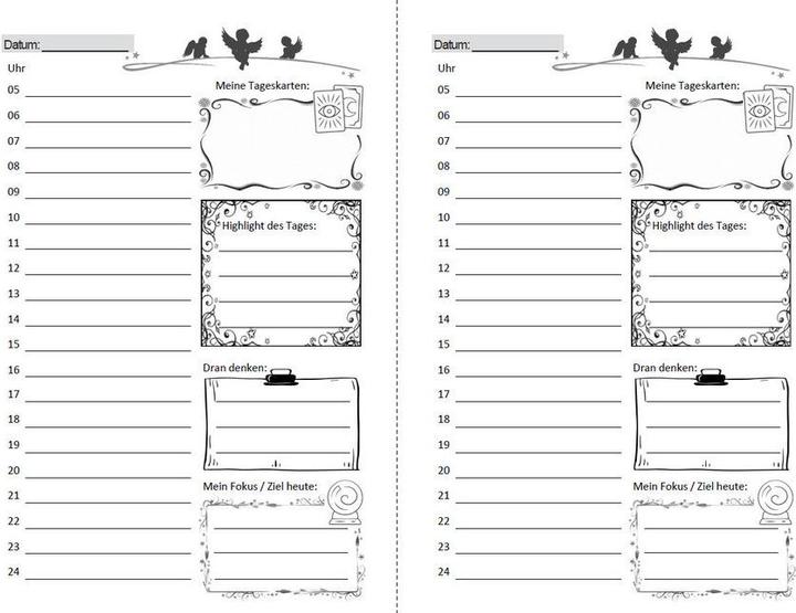 Image du produit Tagesplaner undatiert A5 für Tageskarten ziehen und Termine (A5, 1 jour / 1 page)