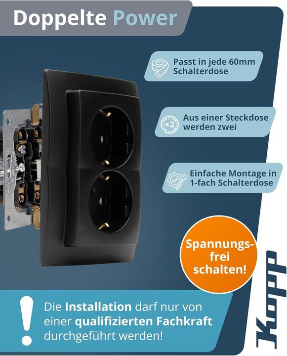 Produktbild Kopp Einsatz Steckdose Paris Schwarz (matt) 920950089