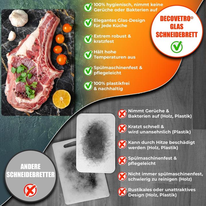Produktbild Decovetro Schneidebrett Glas |40x30cm | Glasschneidebrett | Leicht zu reinigen