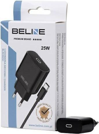 Actual product image Beline Ład. siec. 1x USB-C 25W + cable USB-C czarna /black PD 3.0 BLNCB25C (25 W)